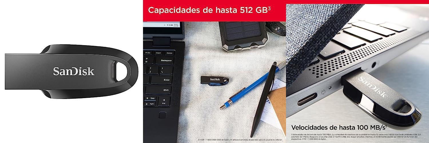 SanDisk Ultra Curve - Memoria USB 3.2 (256 GB): almacenamiento de datos externo rápido y elegante para tus necesidades informáticas